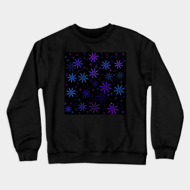 Retro Daisies on Black Crewneck Sweatshirt by Klssaginaw